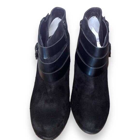 Carlos Santana Boots Womens 7.5M Hollie Side Zip Buckle Ankle Bootie Black Heels - Picture 3 of 9